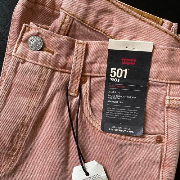 LEVI'S 501 '90s Women's Pink Jeans (Size: 24x32) NWT - Picture 5 of 11